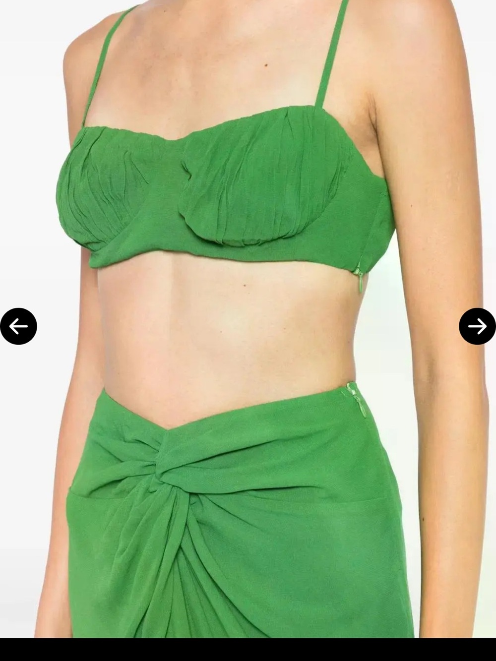 Reformation Alana Green Ruched Crop Top